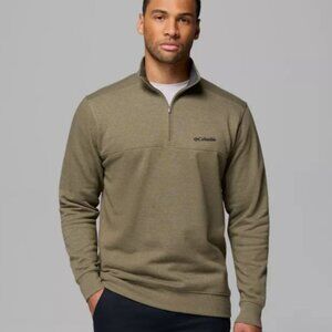 Columbia Men’s Quarter Zip Pullover Sweater Stone Green Heather Relaxed Size M